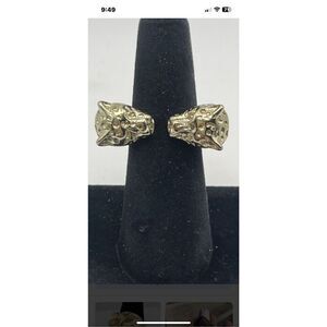 Two Headed Jaguar Gold Tone Ring Size 8 Unisex Statement Piece Collectors